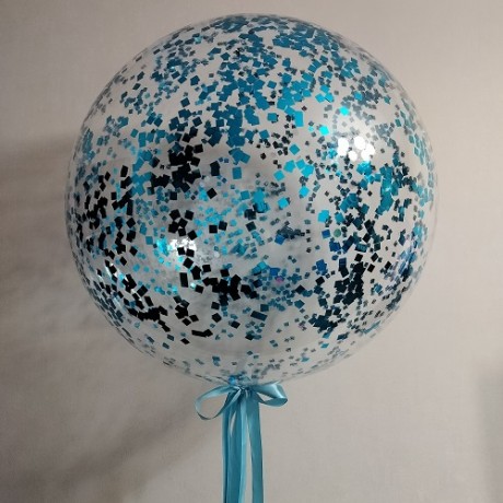 Шар Bubble с конфетти, голубой